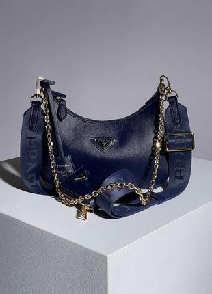 Женская средняя синяя сумка с широким ремнем через плечо 🆕 кросс боди7 фото