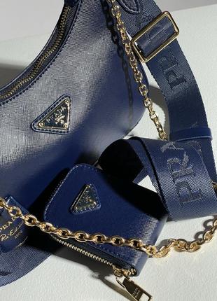 Женская средняя синяя сумка с широким ремнем через плечо 🆕 кросс боди6 фото