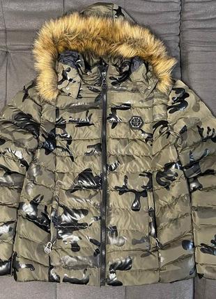 Чоловіча зимова куртка philipp plein комуфляж