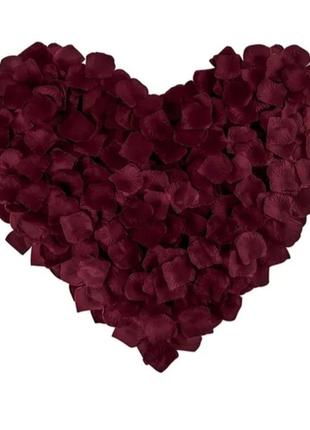 Бордовые лепестки роз искусственные - в наборе 100шт.1 фото