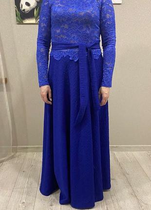 Синє вечірнє нарядне довге плаття medini1 фото