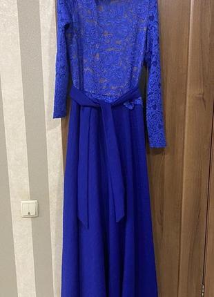 Синє вечірнє нарядне довге плаття medini5 фото