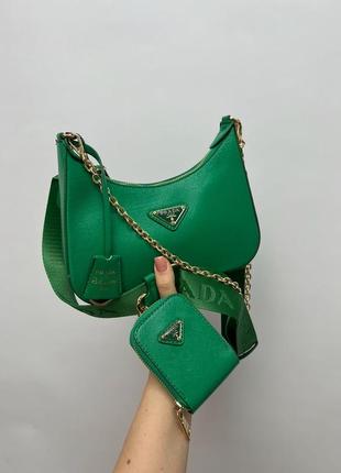 Женская средняя зеленая сумка с широким ремнем через плечо 🆕 кросс боди