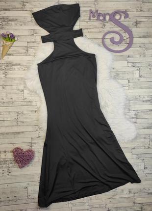 Женское платье чёрное длинное без бретелек с открытыми боками размер ххs 401 фото