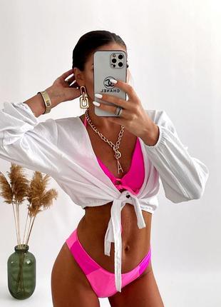 Женский стильный пляжный красивый классический купальник модный трендовый розовый4 фото