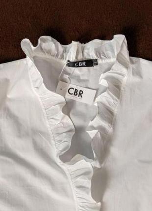 Хлопковая белая блузка с воланами р s-m5 фото