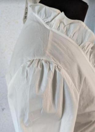 Хлопковая белая блузка с воланами р s-m8 фото