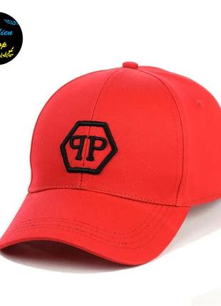 ● кепка бейсболка с вышивкой - philipp plein / филипп плейн m/l красный ●