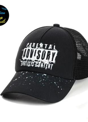 ● літня кепка з сіткою - parental advisory m/l чорний ●