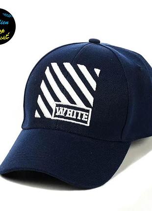 ● кепка бейсболка с вышивкой - off-white / офф-вайт m/l темно-синий ●