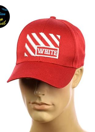 ● кепка бейсболка з вишивкою - off-white / офф-вайт m/l червоний ●