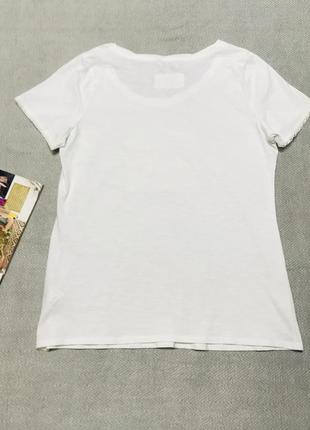 Стильная белая коттоновая футболка с принтом от бренда peruna m&amp;s 👚 размерskon 16 / наш 50 💥5 фото