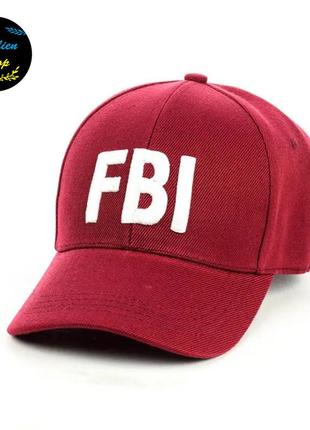 ● кепка бейсболка с вышивкой - fbi / фбр m/l бордовый ●