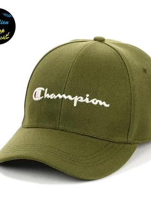 ● кепка бейсболка з вишивкою - champion / чемпіон m/l оливковий ●