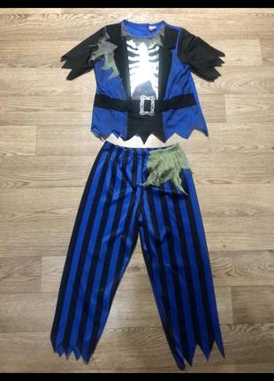 Карнавальный костюм на праздник хеллоуин скелет зомби 🧟‍♂️ пират 🏴‍☠️ на 5-6 лет рост 110-116 см