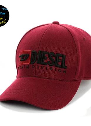 ● кепка бейсболка з вишивкою - diesel / дизель m/l бордовий ●