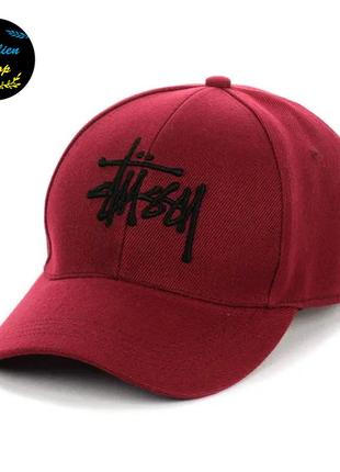 ● кепка бейсболка с вышивкой - stussy / стусси m/l бордовый ●