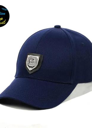 ● кепка бейсболка с патчем - philipp plein / филипп плейн m/l темно-синий ●