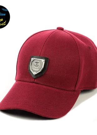 ● кепка бейсболка с патчем - philipp plein / филипп плейн m/l бордовый ●