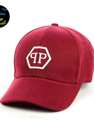 ● кепка бейсболка с вышивкой - philipp plein / филипп плейн m/l бордовый ●1 фото