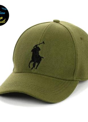 ● кепка бейсболка с вышивкой - polo / поло m/l оливковый ●