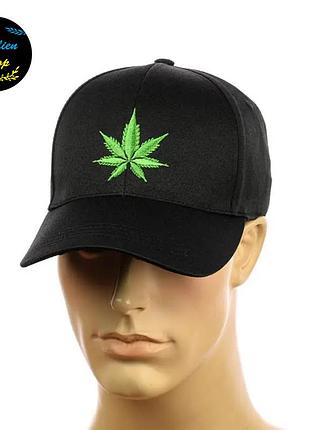● кепка бейсболка з вишивкою - конопля m/l чорний ●