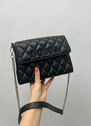 Жіноча маленька чорна сумка на ланцюжку через плече guess 🆕 кросс боді