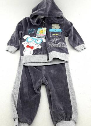 Спортивный костюм 12, 18 месяцев туреченица трикотажный для новорожденного мальчика серый2 фото