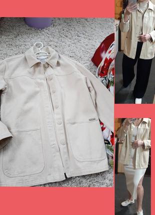 Стильный джинсовый пиджак/жакет оверсайз с накладными карманами, pull&bear,  p s-l