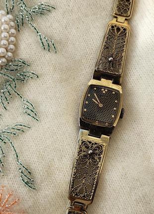 Винтажные часы с красивым браслетом, в позолоте 🌟3 фото