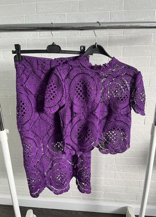Фіолетовий  ажурний костюм1 фото