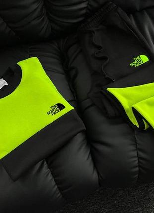 Чоловічий зимовий спортивний костюм the north face чорний з жовтим  ⁇  комплект зе норд фейс світшот і штани