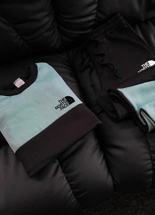 Мужской зимний спортивный костюм the north face черный с серым | комплект зе норд фейс свитшот и штаны
