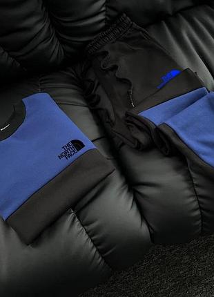 Мужской зимний спортивный костюм the north face черный с синим | комплект зе норд фейс свитшот и штаны