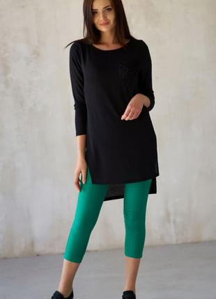 Туника с разрезами черная молодежная модная повседневная. женская кофта блузка красивая 210132