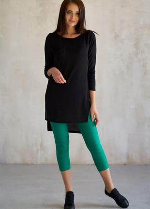 Туника с разрезами черная молодежная модная повседневная. женская кофта блузка красивая 210132