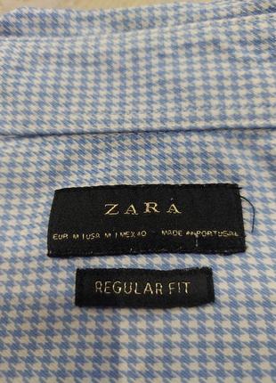 Рубашка zara regular fit  в мелкую гусиную лапку  синяя м-407 фото