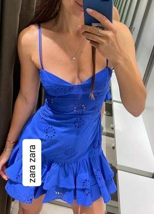 Zara ажурное платье с воланами