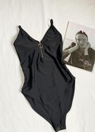 Купальник, злитий, закритий, чорний, зара, zara