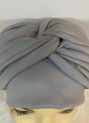 Жіноча сіра шапка-тюрбан чалма демісезонна2 фото