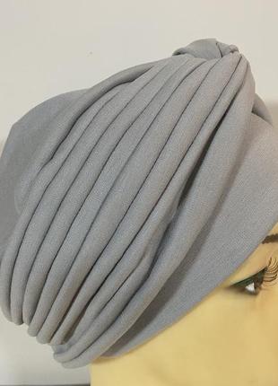 Жіноча сіра шапка-тюрбан чалма демісезонна3 фото