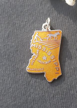 Срібний вінтажний кулон, америка, емалі