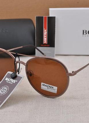 Фирменные солнцезащитные круглые мужские очки matrix polarized mt8405