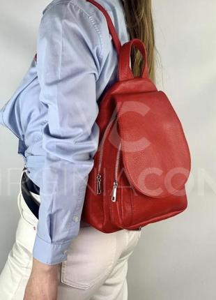 Рюкзак шкіряний яскравий теракот італійський рюкзак із натуральної шкіри2 фото