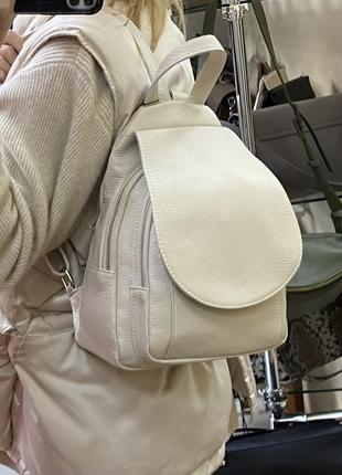 Рюкзак кожаный бежевый молочный рюкзак из натуральной кожи светлый рюкзак женский4 фото