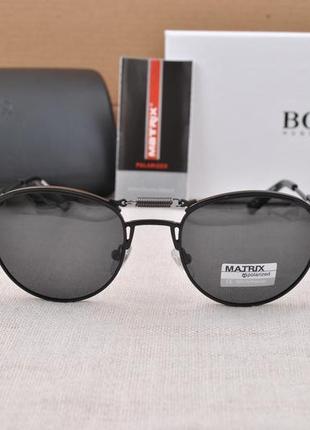 Фирменные солнцезащитные круглые мужские очки matrix polarized mt8213 с пружиной6 фото