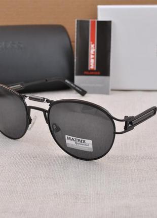 Фирменные солнцезащитные круглые мужские очки matrix polarized mt8213 с пружиной2 фото