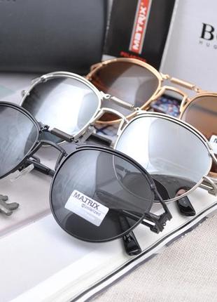 Фирменные солнцезащитные круглые мужские очки matrix polarized mt8213 с пружиной7 фото