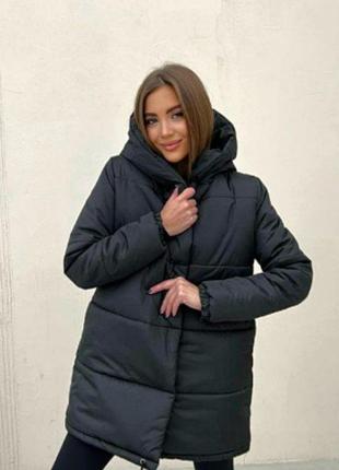 Женская, зимняя куртка (зефирка) с капюшоном1 фото