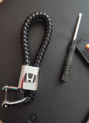 Плетений шкіряний брелок для автомобіля  honda  кожаный для хонда с логотипом брелок для автомобильных ключей4 фото